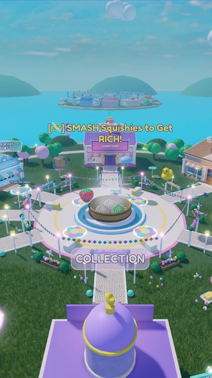 Vue aérienne de la place du jeu et de la Squishy Shop